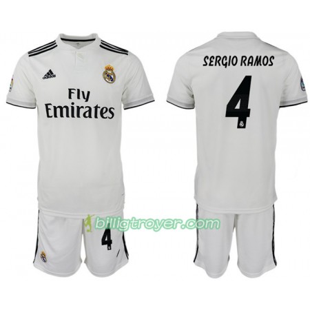 Billige Fotballdrakter Real Madrid SERGIO RAMOS 4 Barn Hjemmedraktsett 2018/19 Kortermet